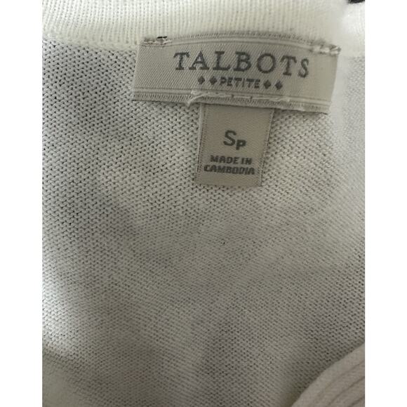 TALBOT’s Women’s Ivory V-neck 3/4 Sleeve Cotton Pullover Sweater Small Petite - Picture 5 of 6